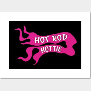 Hot Rod Hottie Flame Logo Hot Pink Posters and Art